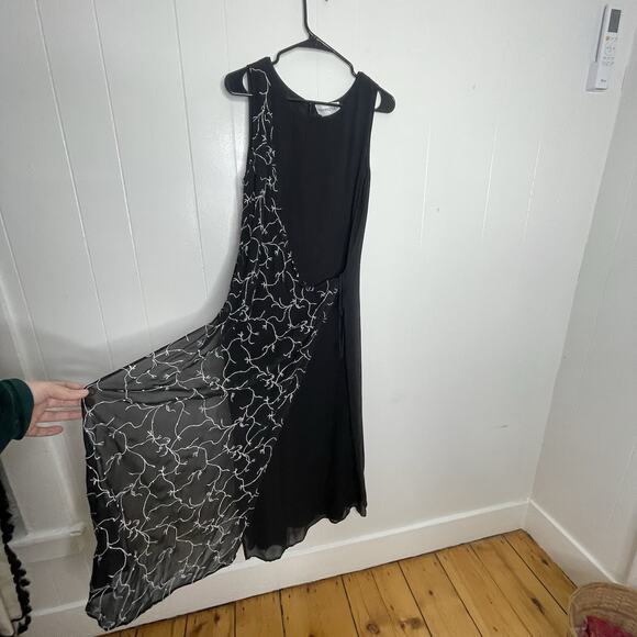 Vintage Bloomingdale’s Silk Beaded Black Evening Dress 14 Gothic Witchy Vamp - Picture 3 of 13